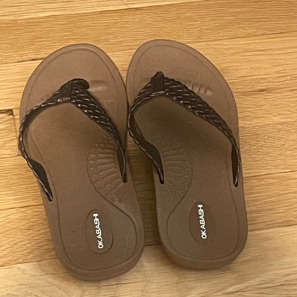 Okabashi Brown Flip Flops with Braided Straps